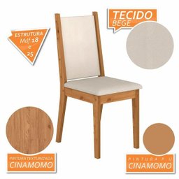 Conjunto Sala de Jantar Seul de Vidro 4 Cadeiras - Móveis Arapongas Cinamomo/bege 03 - 4