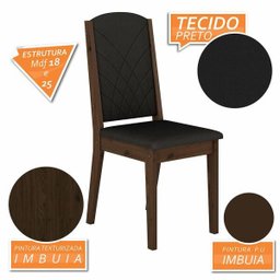 Sala de Jantar Lidia 4 Cadeiras Imbuia/preto - Móveis Arapongas Imbuia/preto/preto - 5 Sala de Jantar Lidia 4 Cadeiras Imbuia/preto - Móveis Arapongas Imbuia/preto/preto - 5