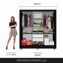 Ver imagem 3 de Guarda-roupa Casal Vivian 3 Portas 2 Gavetas Preto Fosco - M.a Preto Fosco