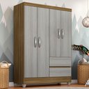 Ver imagem 1 de Guarda-roupa Solteiro Bruna 4 Portas Boreal/ Naturaly - Móveis Arapongas Boreal/naturaly