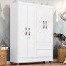 Guarda-roupa Solteiro Bruna 4 Portas Branco Ff - Móveis Arapongas Branco - 1