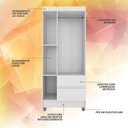 Ver imagem 7 de Guarda-roupa Solteiro Lohaine 3 Portas Branco - Móveis Arapongas Branco