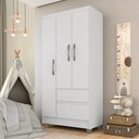 Ver imagem 1 de Guarda-roupa Solteiro Lohaine 3 Portas Branco - Móveis Arapongas Branco