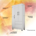 Ver imagem 5 de Guarda-roupa Solteiro Lohaine 3 Portas Branco - Móveis Arapongas Branco