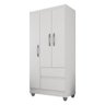 Guarda-roupa Solteiro Lohaine 3 Portas Branco - Móveis Arapongas Branco - 4