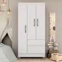 Ver imagem 3 de Guarda-roupa Solteiro Lohaine 3 Portas Branco - Móveis Arapongas Branco