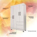 Ver imagem 5 de Guarda-roupa Solteiro Lohaine 4 Portas Branco - Móveis Arapongas Branco