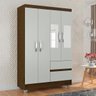 Guarda-roupa Solteiro Lohaine 4 Portas com Espelho Cedro/ Off-white - M.a Cedro/branco Off - 1