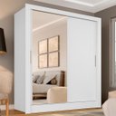 Ver imagem 1 de Guarda-roupa Solteiro Paloma 2 Portas com Espelho Branco- Móveis Arapongas Branco