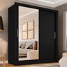 Guarda-roupa Solteiro Paloma 2 Portas com Espelho Preto Fosco M. Arapongas Preto Fosco - 1