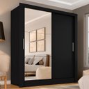 Ver imagem 1 de Guarda-roupa Solteiro Paloma 2 Portas com Espelho Preto Fosco M. Arapongas Preto Fosco