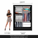 Ver imagem 3 de Guarda-roupa Solteiro Paloma 2 Portas com Espelho Preto Fosco M. Arapongas Preto Fosco