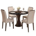 Ver imagem 1 de Conjunto Sala de Jantar 4 Cadeiras com Vidro York Imbuia - M.arapongas Imbuia/preto/bege