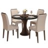 Conjunto Sala de Jantar 4 Cadeiras com Vidro York Imbuia - M.arapongas Imbuia/preto/bege - 1