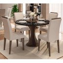 Ver imagem 2 de Conjunto Sala de Jantar 4 Cadeiras com Vidro York Imbuia - M.arapongas Imbuia/preto/bege