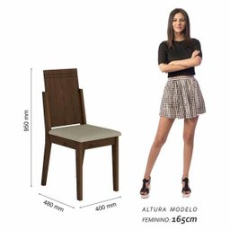 Conjunto Sala de Jantar 4 Cadeiras Imbuia Catar - Móveis Arapongas Imbuia/Creme - 4