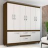 Guarda-roupa Casal Laura 8 Portas Cedro/ Off-white - Móveis Arapongas Cedro/branco Off - 1