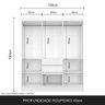 Guarda-roupa Casal Lia 6 Portas com Espelho Branco - Móveis Arapongas Branco - 3