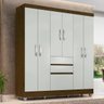 Guarda-roupa Casal Lia 6 Portas Cedro/ Off-white - Móveis Arapongas Cedro/branco Off - 1