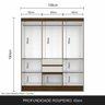 Guarda-roupa Casal Lia 6 Portas Cedro/ Off-white - Móveis Arapongas Cedro/branco Off - 4