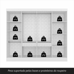 Guarda-roupa Casal Mariah 8 Portas Branco - Móveis Arapongas Branco - 7