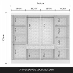 Guarda-roupa Casal Mariah 8 Portas Branco - Móveis Arapongas Branco - 6