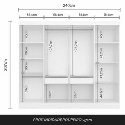 Guarda-roupa Casal Mayra 8 Portas Branco - Móveis Arapongas Branco - 4