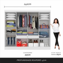 Guarda-roupa Casal Mayra 8 Portas Branco - Móveis Arapongas Branco - 5