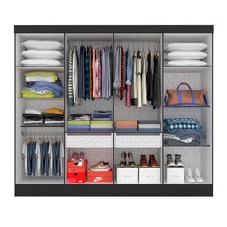 Guarda-roupa Casal Mayra 8 Portas Preto Fosco - Móveis Arapongas Preto Fosco - 3
