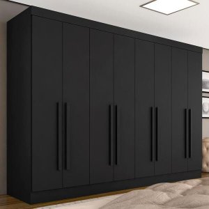 Guarda-roupa Casal Mayra 8 Portas Preto Fosco - Móveis Arapongas Preto Fosco