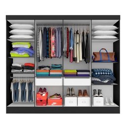 Guarda-roupa Casal Mayra 8 Portas Preto Fosco - Móveis Arapongas Preto Fosco - 2