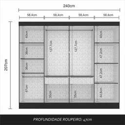 Guarda-roupa Casal Mayra 8 Portas Preto Fosco - Móveis Arapongas Preto Fosco - 7