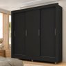 Guarda-roupa Casal 3 Portas 1 Gavetas Betina Preto Fosco- Móveis Arapongas Preto Fosco - 1