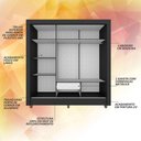 Ver imagem 5 de Guarda-roupa Casal 3 Portas 1 Gavetas Betina Preto Fosco- Móveis Arapongas Preto Fosco