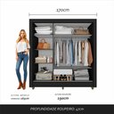 Ver mais imagens de Guarda-roupa Casal 3 Portas 1 Gavetas Betina Preto Fosco- Móveis Arapongas Preto Fosco