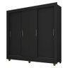 Guarda-roupa Casal 3 Portas 1 Gavetas Betina Preto Fosco- Móveis Arapongas Preto Fosco - 3