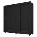 Ver imagem 3 de Guarda-roupa Casal 3 Portas 1 Gavetas Betina Preto Fosco- Móveis Arapongas Preto Fosco