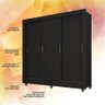 Guarda-roupa Casal 3 Portas 1 Gavetas Betina Preto Fosco- Móveis Arapongas Preto Fosco - 4