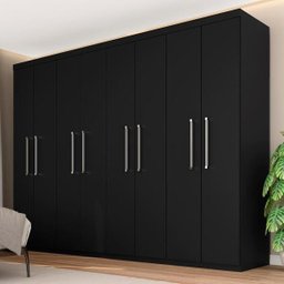Guarda-Roupa Casal Emanuelly 8 Portas 4 Gavetas Preto - Móveis Arapongas Preto Fosco - 1