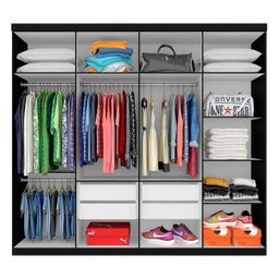 Guarda-Roupa Casal Emanuelly 8 Portas 4 Gavetas Preto - Móveis Arapongas Preto Fosco - 2