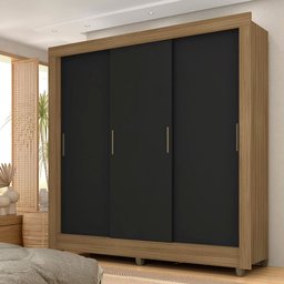 Guarda-roupa Casal 3 Portas 1 Gavetas Alice Boreal/ Preto M. Arapongas Boreal/preto Fosco - 1