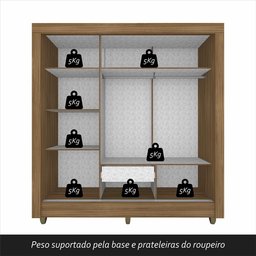Guarda-roupa Casal 3 Portas 1 Gavetas Alice Boreal/ Preto M. Arapongas Boreal/preto Fosco - 10