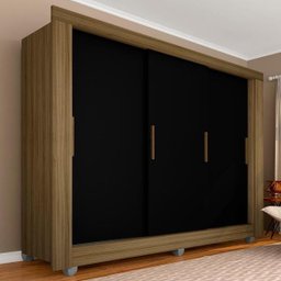 Guarda-roupa Casal 3 Portas 1 Gavetas Alice Boreal/ Preto M. Arapongas Boreal/preto Fosco - 1