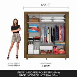 Guarda-roupa Casal 3 Portas 1 Gavetas Alice Boreal - Móveis Arapongas Boreal - 3