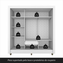 Guarda-roupa Casal 3 Portas 1 Gavetas Alice Branco - Móveis Arapongas Branco - 10
