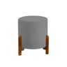 Conjunto Poltrona Mona Decorativa e Puff Thor Estofado Base Madeira Maciça Veludo Cinza - 3