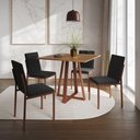 Ver imagem 1 de Conjunto de Jantar Mesa Mônaco 90cm Tampo Imbuia com 4 Cadeiras Pretas Base Cobre - Cor: Preto