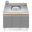 Ver imagem 1 de Balcão Gabinete com Pia Inox 120cm Michigan Castanho-cinza - Lumil