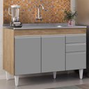 Ver imagem 6 de Balcão Gabinete com Pia Inox 120cm Michigan Castanho-cinza - Lumil