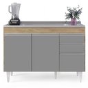 Ver imagem 2 de Balcão Gabinete com Pia Inox 120cm Michigan Castanho-cinza - Lumil
